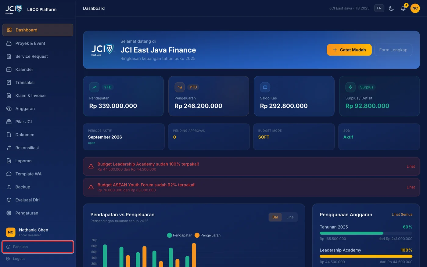 Langkah 1: Buka menu Panduan di bagian bawah sidebar.
